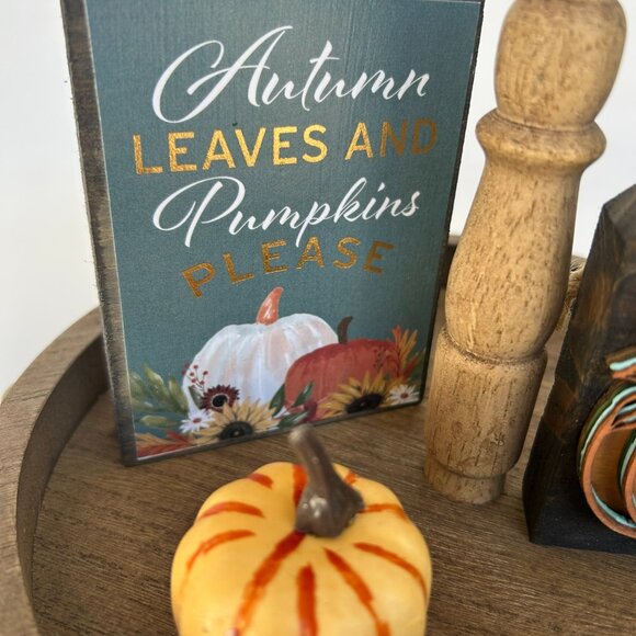 Handmade Tiered Tray Decor - Autumn Leaves & Pumpkins Please - Picture 3 of 9
